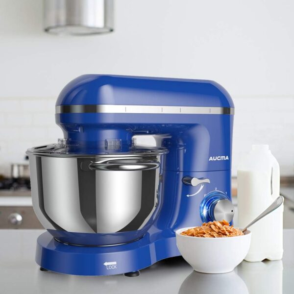 Aucma Stand Mixer,6.5-QT 660W 6-Speed Tilt-Head Food Mixer, Kitchen Electric Mixer with Dough Hook, Wire Whip & Beater (6.5QT, Royal Blue) - Image 7