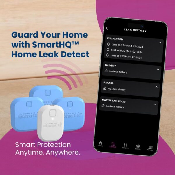 GE Appliances SmartHQ™ WiFi Water Leak Detector, Personal Security Water Leak Alarm with App Alerts, Wireless Leak Detection for Bathroom, Laundry Room, Basement, Garage, 3-Pack (Battery Included) - Image 8