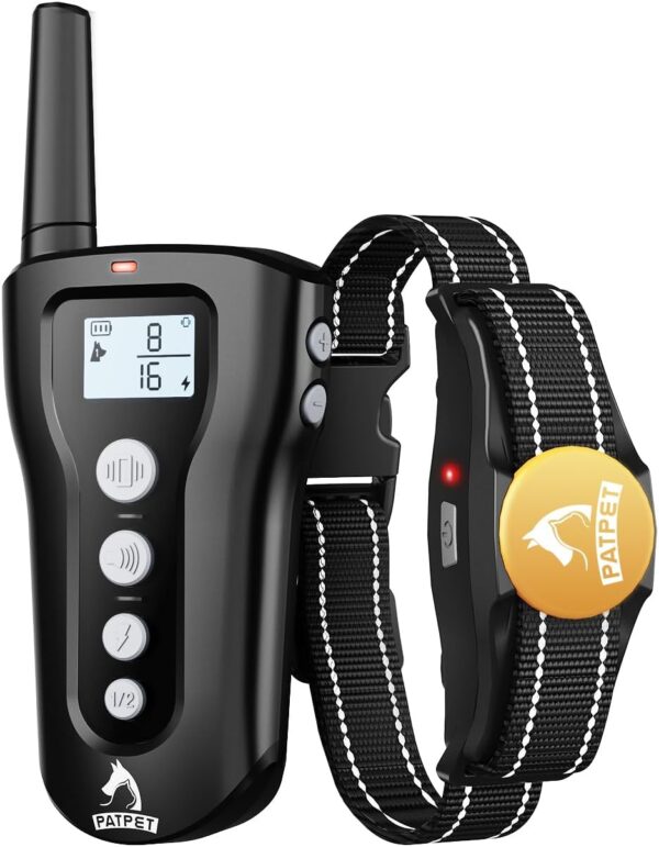 PATPET Dog Training Collar - Rechargeable Dog Training Collar with Remote for Medium Large Dogs 1000Ft Remote Range 3 Training Modes IPX7 Waterproof Black - Image 2