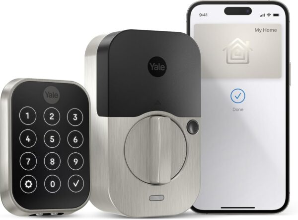 Yale Assure Lock 2 Plus Apple Home Keys (Tap to Open), Satin Nickel Wi-Fi Connected Keyless Smart Locks with Code Entry for Front Door or Back, YRD450-N-WF1-619 - Image 2