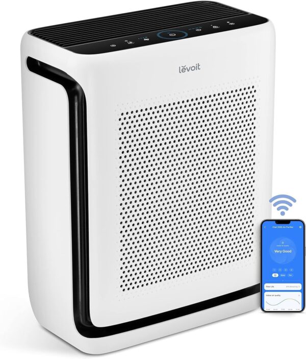 LEVOIT Air Purifiers for Home Large Room Up to 1800 Ft² in 1 Hr with Washable Filters, Air Quality Monitor, Smart WiFi, HEPA Sleep Mode for Allergies, Pet Hair, Pollen in Bedroom, Vital 200S-P, White - Image 2