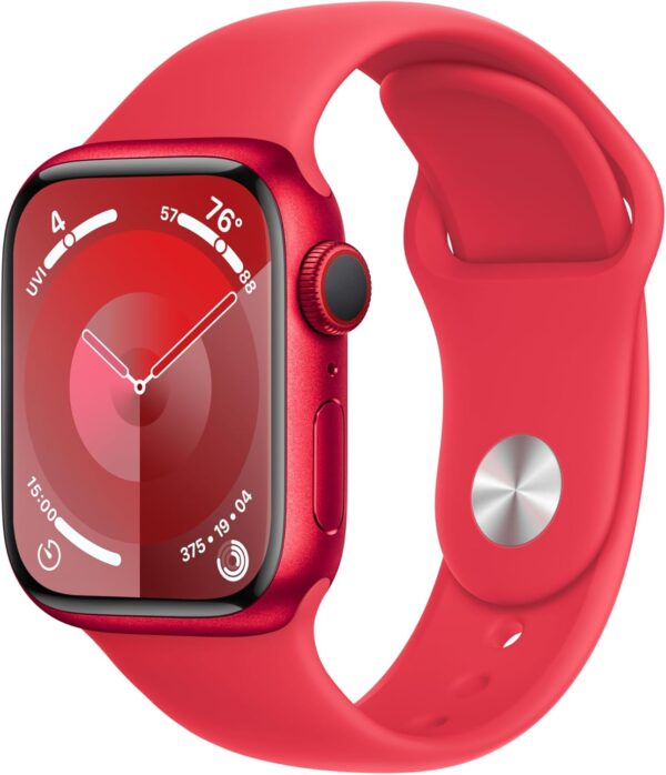 Apple Watch Series 9 [GPS + Cellular 41mm] Smartwatch with (Product) RED Aluminum Case with (Product) RED Sport Band S/M. Fitness Tracker, ECG Apps, Always-On Retina Display - Image 2