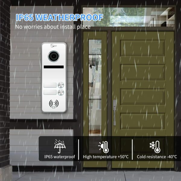 Wired Apartment Video Intercom System 2 Units 7 Inches Touch Monitor Wireless WiFi Video Doorbell System,Video Door Phone Kit,Indoor Outdoor Support Monitoring, Unlock, Dual Way Intercom for Home - Image 7