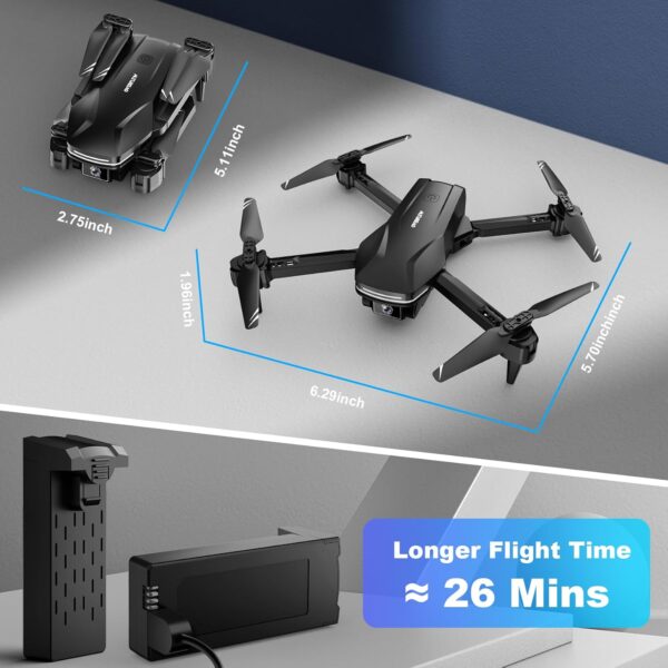 Drone with Camera 1080P HD FPV Foldable Drone for Beginners and Kids, Quadcopter with Voice Gesture Control with Carrying Case, One Key Take Off/Land, Optical Flow Positioning, 360° Flip, Waypoint Fly - Image 7