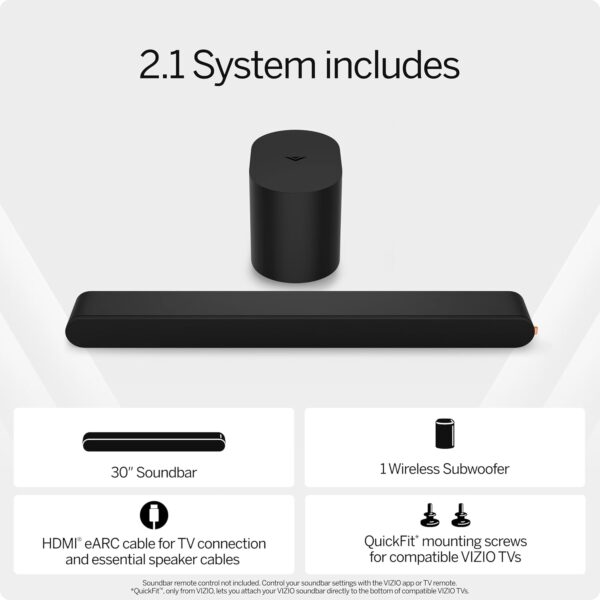 VIZIO 2.1 Soundbar, Wireless Subwoofer w/Dolby Atmos, DTS:X, Bluetooth Speaker – SV210M-0808 (New, 2024 Model) - Image 4