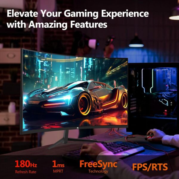 Z-Edge 24-inch Curved Gaming Monitor 180Hz Refresh Rate, 1ms MPRT, FHD 1080 Gaming Monitor, R1650 Curved, UG24 AMD Freesync Premium Display - Image 5