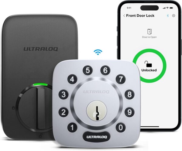 ULTRALOQ U-Bolt WiFi Smart Lock with Door Sensor, 5-in-1 Keyless Entry Door Lock with Built-in WiFi, Bluetooth and Keypad, WiFi Door Lock, WiFi Deadbolt - Image 2