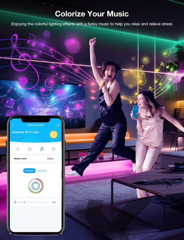 DAYBETTER Smart WiFi Led Strip Lights App Controlled Work with Alexa and Google Assistant Timer Schedule RGB Strip Color Changing Décor for Bedroom Party Kitchen 50ft - Image 6