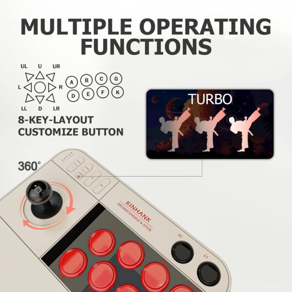 Arcade Stick X3 Super Console, Retro Game Console,50000+Games, All-Around 3D Joysticks, Support Custom Buttons,EmuELEC 4.5/Android 9.0 /CoreE 256G TF Card, Grey - Image 7