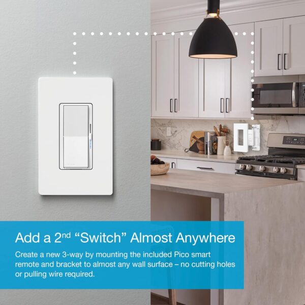 Lutron Caseta Smart Switch Kit w/ Hub, Diva Smart Dimmer Switch, Remote & More, No Neutral Required, Works w/ Alexa, Apple Homekit, Google Home, Single Pole or 3 Way, DVRF-BDG-1DP-A - Image 3