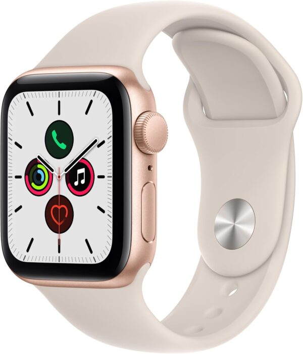 Apple Watch SE (GPS, 40mm) - Gold Aluminium Case with Starlight Sport Band - Regular (Renewed) - Image 2