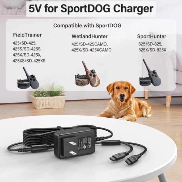 5V for SportDOG Collar Charger Power Cord for SportDOG SD-425 SD425 SD-425S SD-825 SD-425CAMO Remote Trainer Collar, AC DC Power Adapter for SportDOG FieldTrainer 425 Training Shock Collar - Image 3