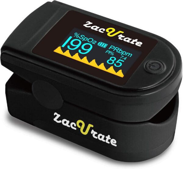 Zacurate 500C Elite Fingertip Pulse Oximeter Blood Oxygen Saturation Monitor with Silicon Cover, Batteries and Lanyard (Mystic Black) - Image 2