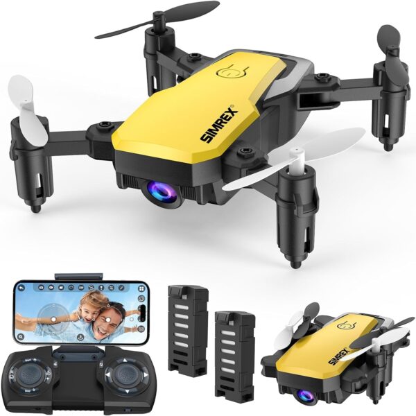 X300C Mini Drone with Camera 720P HD FPV, RC Quadcopter Foldable, Altitude Hold, 3D Flip, Headless Mode, Gravity Control and 2 Batteries, Gifts for Kids, Adults, Beginner, Yellow - Image 2