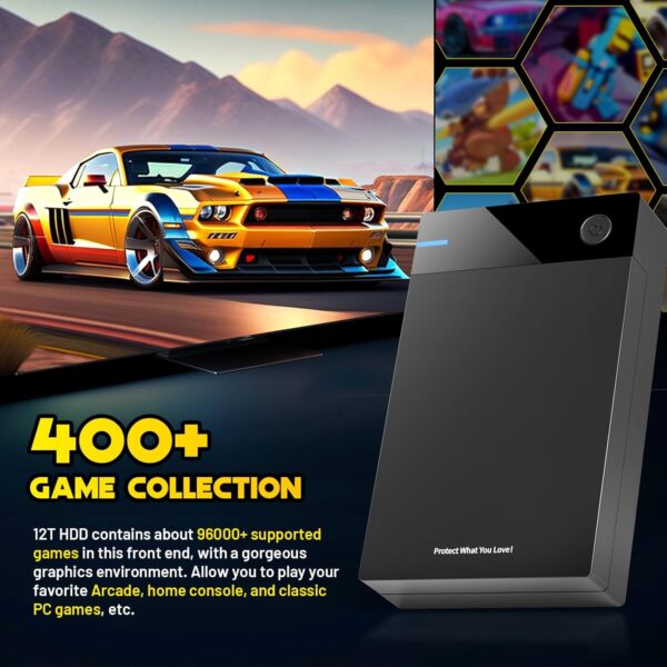 Kinhank 12T HDD Retro Gaming Hard Drive with 96000+ Classic Games, Include 6000+ 3D Games, USB 3.0, 12tb External Portable Game Hard Drive Disk for Win 7/8/10/11 - Image 3