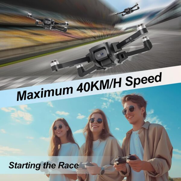 Drones with Camera for Adults 4K 40KM/H Race of Speed Foldable FPV Drone with 2 Cameras RC Quadcopters Brushless Motor Helicopter Level 4+ Wind Resistant 3D Flips APP Control UAV with Carrying Case - Image 4