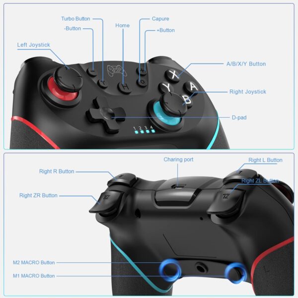 Switch Controller, Wireless Pro Controller Compatible with Nintendo Switch, Wireless Gamepad Joystick with Programmable Function【Upgraded Version】 - Image 3