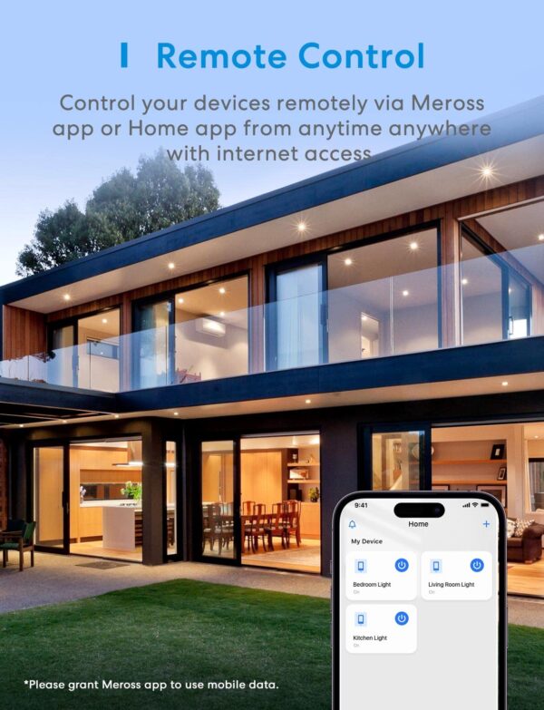 meross 3 Way Smart Dimmer Switch Kit, Smart Light Switch Supports Apple Home, Siri, Alexa, Google Assistant & SmartThings, 2.4GHz Wi-Fi Light Switch, Neutral Wire Required, Remote Control Schedule - Image 9