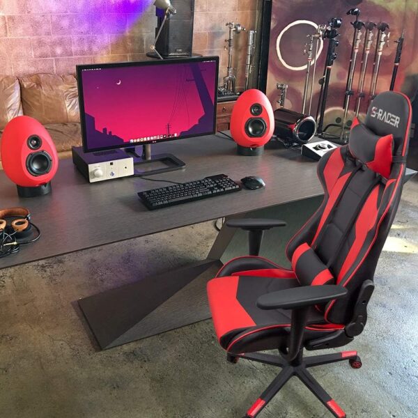 Homall Gaming Chair, Office Chair High Back Computer Chair Leather Desk Chair Racing Executive Ergonomic Adjustable Swivel Task Chair with Headrest and Lumbar Support (Red) - Image 2