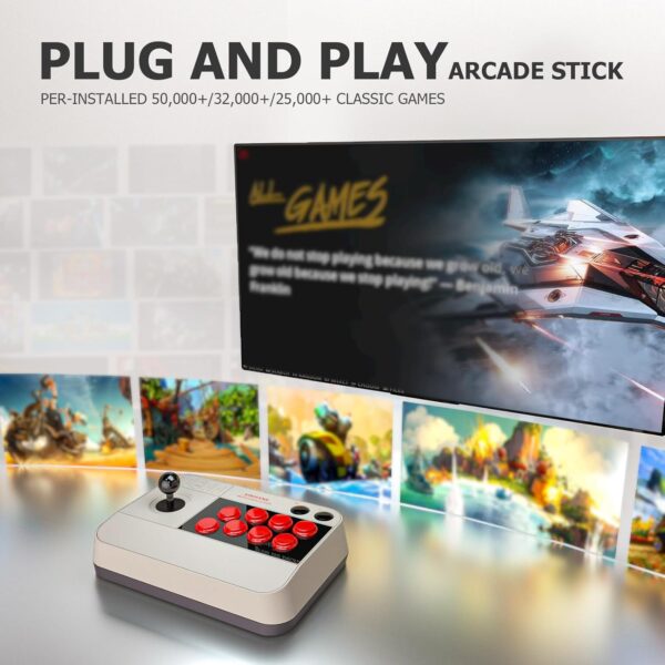 Arcade Stick X3 Super Console, Retro Game Console,50000+Games, All-Around 3D Joysticks, Support Custom Buttons,EmuELEC 4.5/Android 9.0 /CoreE 256G TF Card, Grey - Image 3