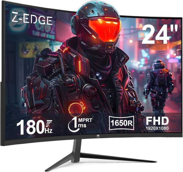 Z-Edge 24-inch Curved Gaming Monitor 180Hz Refresh Rate, 1ms MPRT, FHD 1080 Gaming Monitor, R1650 Curved, UG24 AMD Freesync Premium Display - Image 2