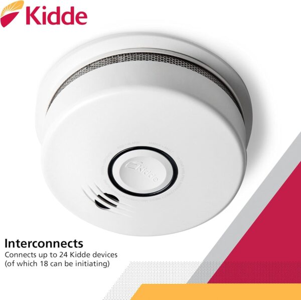 Kidde Wireless Hardwired Smoke Detector, 10-Year Battery Backup, Voice Alerts, Photoelectric Sensor Wire-Free Interconnect Combination Alarm - Image 5