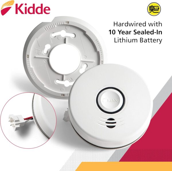 Kidde Wireless Hardwired Smoke Detector, 10-Year Battery Backup, Voice Alerts, Photoelectric Sensor Wire-Free Interconnect Combination Alarm - Image 4