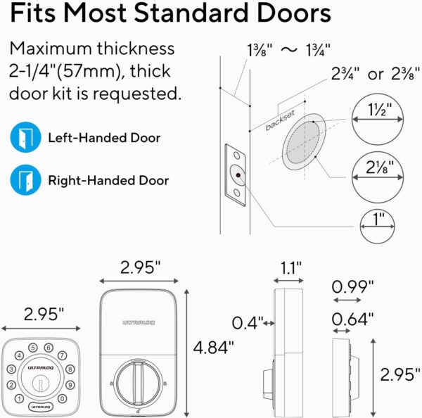 ULTRALOQ U-Bolt WiFi Smart Lock with Door Sensor, 5-in-1 Keyless Entry Door Lock with Built-in WiFi, Bluetooth and Keypad, WiFi Door Lock, WiFi Deadbolt - Image 7