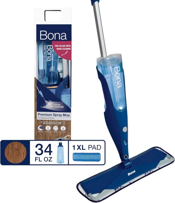 Bona Hardwood Floor Premium Spray Mop - Includes Hardwood Floor Cleaning Solution and Machine Washable Microfiber Cleaning Pad - Dual Zone Cleaning for Faster Cleanup - Spray Mop for Wood Floors - Image 2