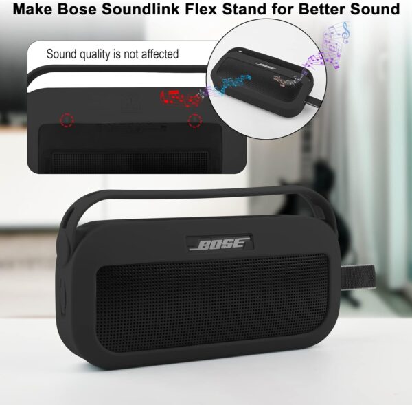 TXEsign Silicone Case Cover for Bose SoundLink Flex Bluetooth Portable Speaker Travel Protective Carrying Pouch with Handle Anti-dust Plug for Bose SoundLink Flex (Black) - Image 6