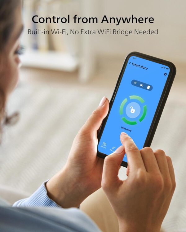 Philips WiFi Smart Lock with Fingerprint Keypad, Turn Your Existing Deadbolt into a Smart Door Lock, Built-in WiFi, APP Remote Control, Keyless Entry Door Lock, Auto-Lock, Lock Status Logging, Black - Image 6