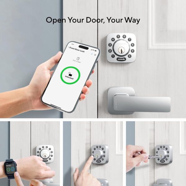 ULTRALOQ U-Bolt WiFi Smart Lock with Door Sensor, 5-in-1 Keyless Entry Door Lock with Built-in WiFi, Bluetooth and Keypad, WiFi Door Lock, WiFi Deadbolt - Image 4