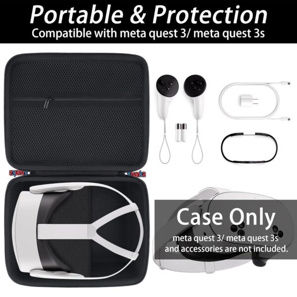 khanka Hard Travel Case Replacement for Meta Quest 3/Meta Quest 3s,Case Only(Black). - Image 3