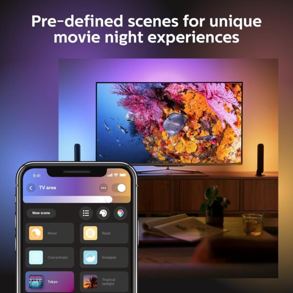 Philips Hue Play Starter Kit Two Black Hue Play Light Bars, Hue Hub, and Power Supply, Compatible with Alexa - Image 6