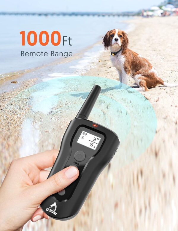 PATPET Dog Training Collar - Rechargeable Dog Training Collar with Remote for Medium Large Dogs 1000Ft Remote Range 3 Training Modes IPX7 Waterproof Black - Image 5