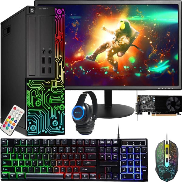 Dell RGB Gaming Desktop Computer PC, Intel Core i5, GeForce GT 1030 2GB GDDR5, 16GB RAM, 512GB SSD, 24 Inch HDMI Monitor, RGB Keyboard Mouse and Headset, WiFi, Windows 10 Pro (Renewed) - Image 2