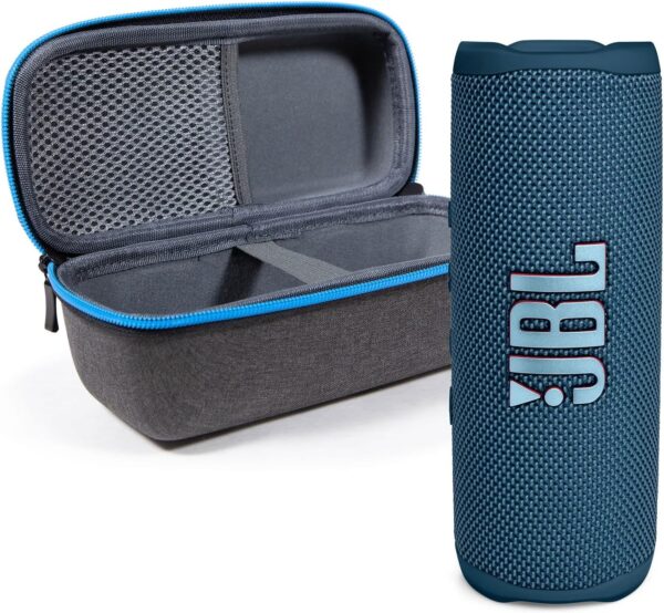 JBL Flip 6 Waterproof Portable Wireless Bluetooth Speaker Bundle with divvi! Premium Hardshell Case - Blue - Image 2