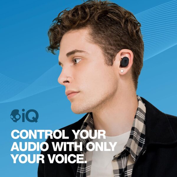 Skullcandy Grind In-Ear Wireless Earbuds, 40 Hr Battery, Skull-iQ, Alexa Enabled, Microphone, Works with iPhone Android and Bluetooth Devices - Light Grey/Blue - Image 3