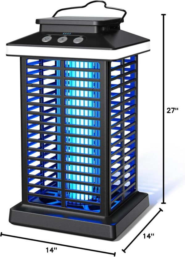 Bug Zapper Outdoor, Mosquito Zapper 2 in 1 Portable & Rechargeable Bug Zapper Outdoor with 4000mAh Battery & LED Night Light, 4000V Electric Fly Zapper for Outside,Patio,Backyard,Garden - Image 9