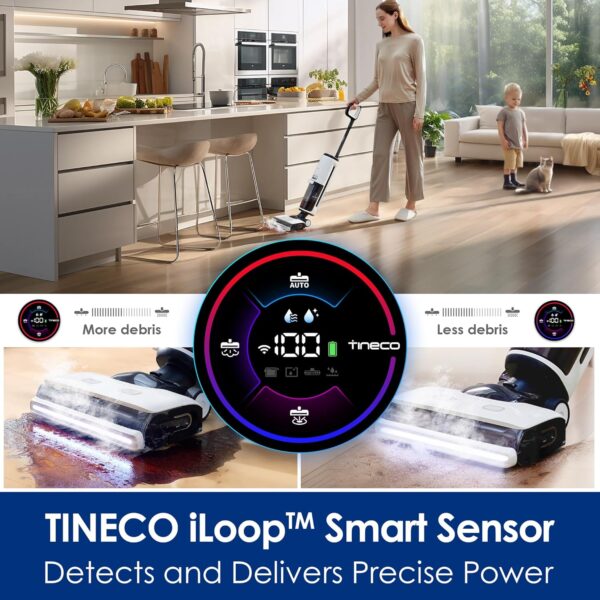 Tineco Floor ONE S7 Steam Cordless Wet Dry Vacuum Steam Mop All-in-One, Floor Washer for Sticky Mess Clean Up on Hard Floors with Digital Display, Self-Cleaning, Edge Cleaning, Safe for Kids & Pets - Image 7