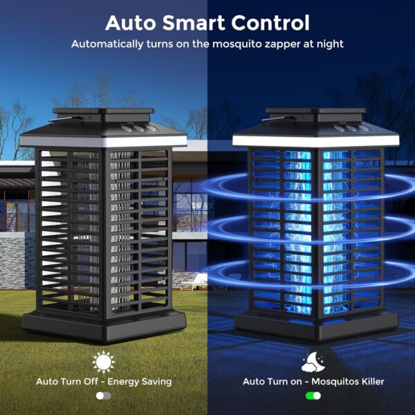 Bug Zapper Outdoor, Mosquito Zapper 2 in 1 Portable & Rechargeable Bug Zapper Outdoor with 4000mAh Battery & LED Night Light, 4000V Electric Fly Zapper for Outside,Patio,Backyard,Garden - Image 6