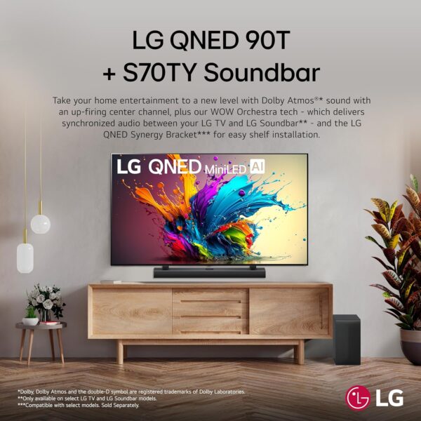 LG S70TY 3.1.1-Channel QNED TV Matching Soundbar, Dolby Atmos, Wow Orchestra, Rear Speaker Ready, Wireless Subwoofer (2024 New Model) - Image 5