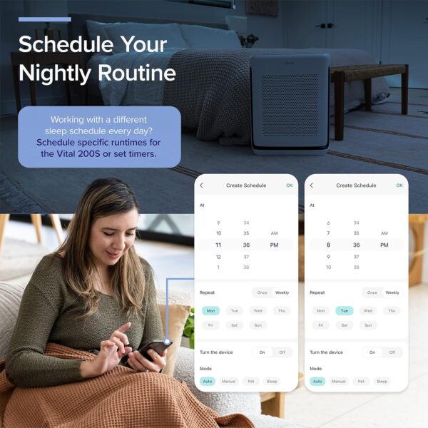 LEVOIT Air Purifiers for Home Large Room Up to 1800 Ft² in 1 Hr with Washable Filters, Air Quality Monitor, Smart WiFi, HEPA Sleep Mode for Allergies, Pet Hair, Pollen in Bedroom, Vital 200S-P, White - Image 11