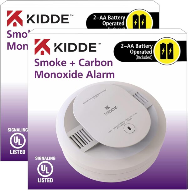 Kidde Smoke & Carbon Monoxide Detector, AA Battery Powered, LED Warning Light Indicators, 2 Pack - Image 2