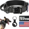 Tactical Dog Collar Military Dog Collar Adjustable Nylon Dog Collar Heavy Duty Metal Buckle with Handle for Dog Training,with Patches (L, Black) - Image 2