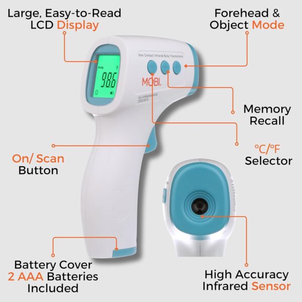No Touch Thermometer for Baby, Kids, & Adults, Touchless Infrared Thermometer with High Fever Indicator, Non Contact Forehead Digital Thermometer with Object Temperature Mode, Easy to Use - Image 3