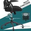 SMUG Office Computer Gaming Desk Chair, Ergonomic Mid-Back Mesh Rolling Work Swivel Chairs with Flip-up Arms, Comfortable Lumbar Support, Comfy Arms for Home, Bedroom, Study, Student, Adults, Black - Image 8