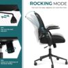 SMUG Office Computer Gaming Desk Chair, Ergonomic Mid-Back Mesh Rolling Work Swivel Chairs with Flip-up Arms, Comfortable Lumbar Support, Comfy Arms for Home, Bedroom, Study, Student, Adults, Black - Image 6