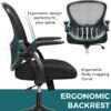 SMUG Office Computer Gaming Desk Chair, Ergonomic Mid-Back Mesh Rolling Work Swivel Chairs with Flip-up Arms, Comfortable Lumbar Support, Comfy Arms for Home, Bedroom, Study, Student, Adults, Black - Image 4