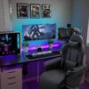 Homall Computer Racing Style Pu Leather Ergonomic Adjusted Reclining Video Gaming Single Sofa Chair with Footrest Headrest and Lumbar Support (Black) - Image 2